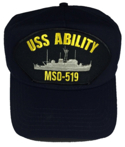 Photo of baseball cap with USS Ability logo
